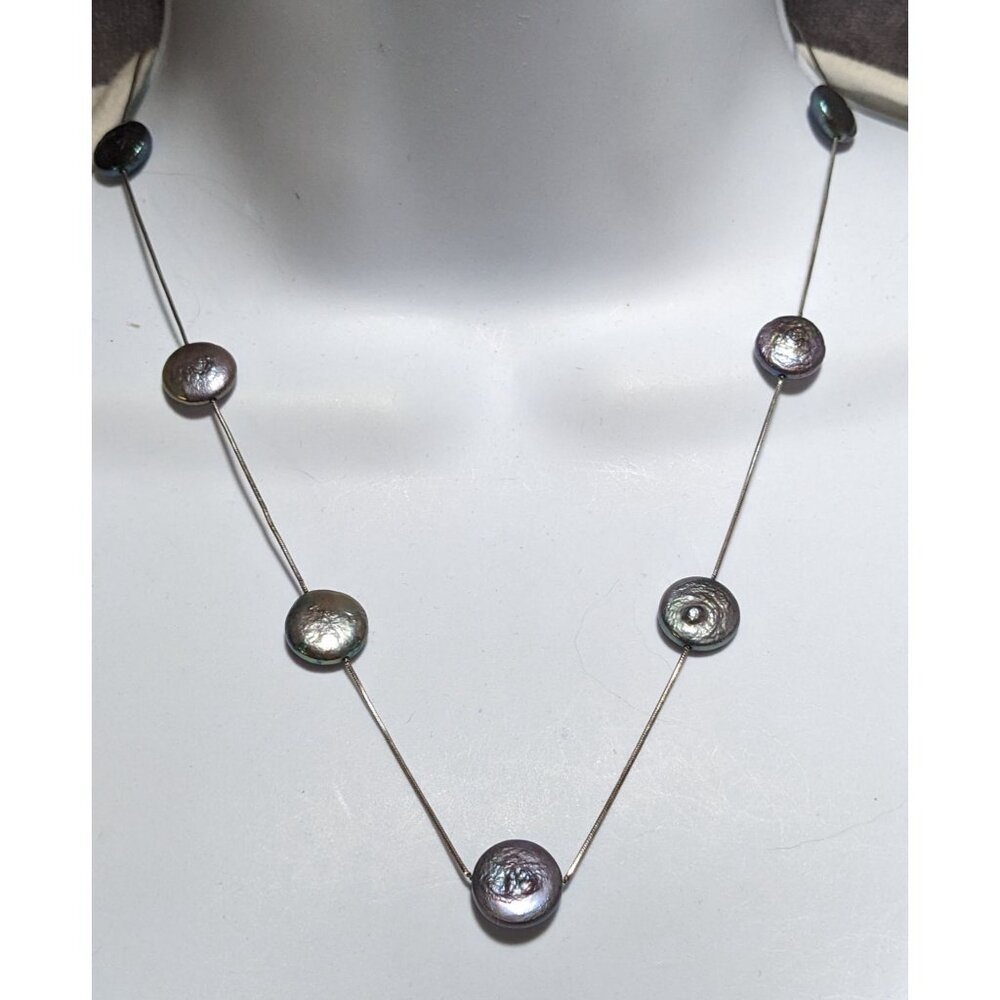 Sterling Silver Shell Beaded Necklaec - image 1